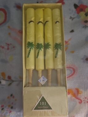 Yellow Palm Tree Candles by - Pack of 4